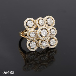 Bold Rose Gold Cluster Lab Grown Diamond Statement Ring IGI Certified Trendy Engagement Ring for Women Wedding Jewelry Gift - Product Image 1