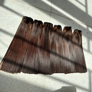 Extensions de cheveux humains vierges droits en os naturel d'un donneur unique, extension de cheveux à pointe plate et à clip, couleur marron - Product Image 2