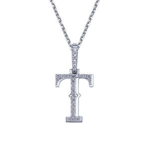 Personalized Alphabet T Pendant Necklace High End Moissanite Jewelry Initial T Necklace Wholesale 925 <b>Silver</b> Moissanite Jewelry - Product Image 2