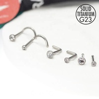 Lot de 5 clous de nez en titane G23 avec zircon, adaptés aux bijoux de piercing pour hommes et femmes