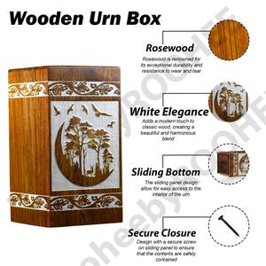 Urne funéraire artisanale en bois de rose, boîte en bois Arbre de Vie, urne artisanale - Product Image 5
