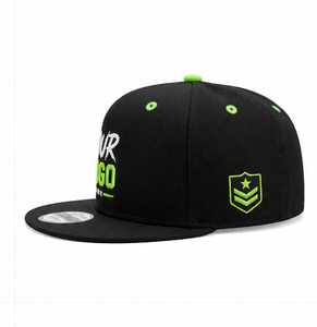 Casquette Snapback à visière plate avec logo personnalisé, broderie noire et verte sur le panneau avant, unisexe, réglable, 6 panneaux, casquette de baseball décontractée - Product Image 2