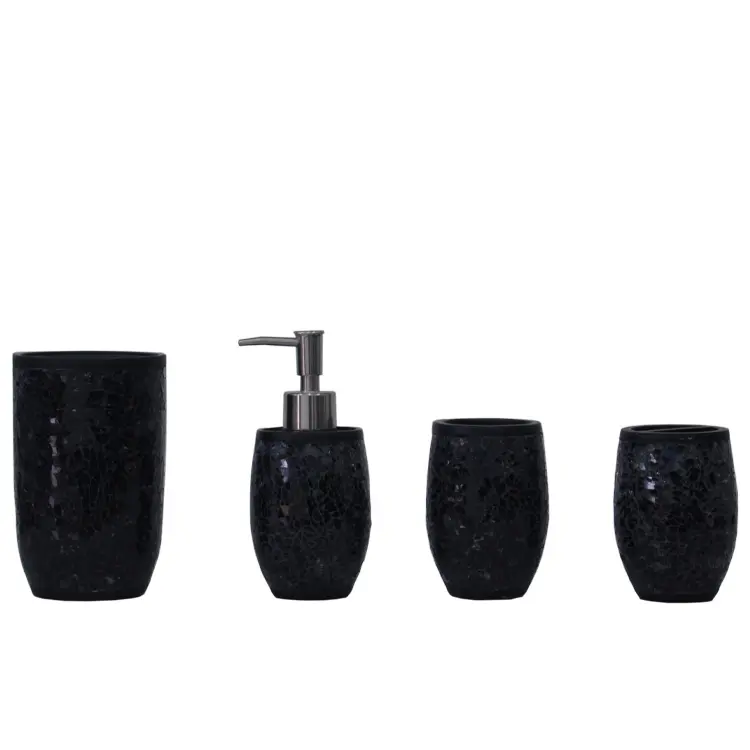 Четыре штуки из черной мозаичной смолы, аксессуары для ванной комнаты, набор из четырех бутылочек для лосьона из смолы