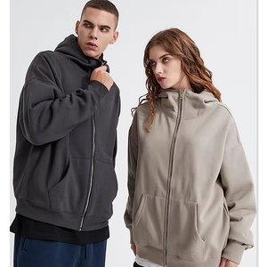 Nueva Sudadera con Capucha y Cremallera para Hombre, 100% Algodón, Gruesa (500g), Diseño Digital Sólido, Estilo Urbano Informal - Product Image 1