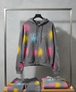 Sudadera con Capucha Extra Grande de Felpa 100% Algodón, Efecto Desteñido, con Cierre, Logotipo Personalizado con Serigrafía, Colores Sólidos, Sudadera con el Mejor Material - Product Image 6