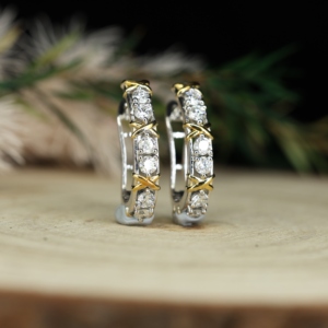 Wholesale Rhodium 925 Sterling <b>Silver</b> Two-Tone Cross Moissanite Earrings VVS1 D Color Lab Diamond <b>Studs</b> for Women Party Gift - Product Image 2