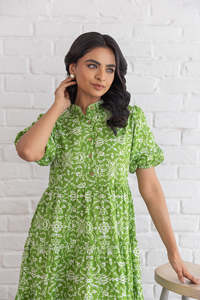 GREEN COTTON MAXI WOMEN <b>DRESS</b> - Product Image 5