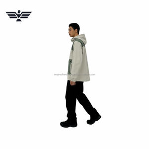 Chaqueta Anorak de Cuero con Capucha Personalizada para Hombre |   Chaqueta cortavientos impermeable con media cremallera |   Chaqueta de senderismo estilo motero con cinturón - Product Image 2