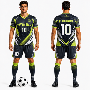 Conjunto de Uniforme de Fútbol al por Mayor: Camiseta, Pantalones Cortos y Calcetines, Polo de Manga Corta con Paneles Laterales Degradados Geométricos, Ligero y Ventilado - Product Image 5