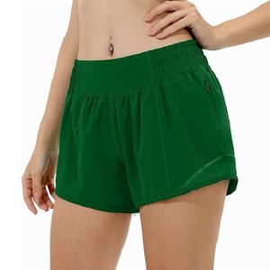 Fait sur mesure 100% polyester femmes sport Fitness Yoga Shorts taille moyenne coupe régulière vert meilleur prix d'usine Bangladesh 10000 - Product Image 1