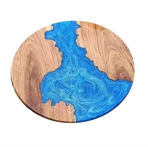 Ensemble de sous-verres à thé et à café en résine époxy faits à la main avec support |   Décoration de table brillante, carrée et ronde, résistante à la chaleur - Product Image 1