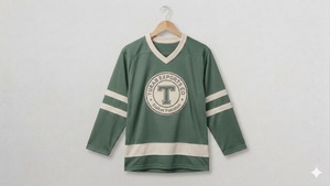 เสื้อฮอกกี้น้ำแข็งลายทางสีแดงเลือดหมูและสีขาว ผ้าโพลีเอสเตอร์ 100% สำหรับฤดูร้อน คอวี แขนยาว ระบายเหงื่อได้ดี ป้องกันแบคทีเรีย สำหรับนักกีฬา - Product Image 3