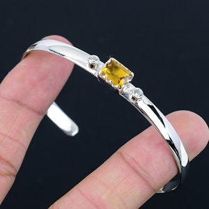 Top Grade Citrine 925 Sterling Silver Classic Friendship Bracelet Handmade Natural Gemstone Jewelry November Birthstone <b>Gift</b> - Product Image 3