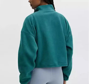 Autumn Winter <b>Women</b> <b>Quarter</b> <b>Zip</b> Half <b>Zip</b> Knitted Fleece <b>Sweatshirt</b> Breathable Quick Dry 100% Cotton Loose Fit Casual Streetwear - Product Image 3
