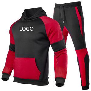 Survêtement à capuche pour homme, noir et gris, avec blocs de couleur, manches longues, poches latérales, coupe classique, décontracté, vêtements de sport d'automne - Product Image 4
