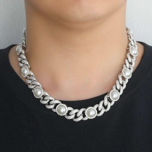Cadena cubana de moissanita de plata de ley 925 con diamantes engastados, collar de hip hop de alta calidad para la moda. - Product Image 1