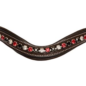 High Quality Designer Italian Leather Western Halter Horse Browband with <b>Crystals</b> Fancy <b>Stitched</b> for Outdoor Riding - Product Image 3