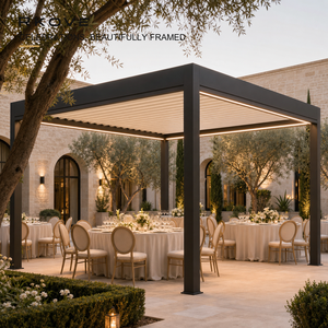 Pérgola de aluminio con lamas ajustables RKOVE RK-S3 6*6M con iluminación LED arquitectónica para eventos, pérgola inteligente de aluminio - Product Image 5