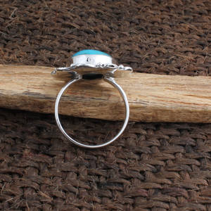 Bague en argent sterling 925 avec feuille de turquoise naturelle et branche d'arbre, bijou de mariage classique, pierre bleue authentique pour femme - Product Image 6
