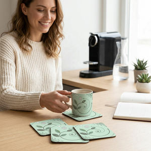 Latest Design Modern Luxury Eco-Friendly Square Shape MDF Meena Print Handmade Extra <b>Large</b> Cup Coaster Table Decoration Indian - Product Image 1
