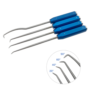 JAMSO INDUSTRIES Ensemble d'instruments chirurgicaux 4 pièces, sonde à crochet en acier inoxydable, manche bleu, pour instruments chirurgicaux orthopédiques - Product Image 1