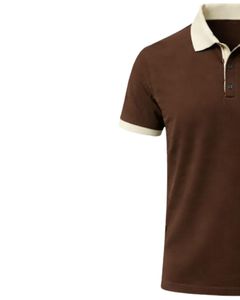 Polo de Algodón Marrón Personalizado para Hombre con Cuello y Puños en Contraste Beige, Corte Clásico, Casual, Verano, Suministro al por Mayor OEM - Product Image 3