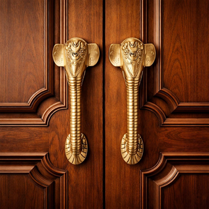 Poignée de porte décorative en métal en forme d'éléphant, longue poignée de porte en métal au design éléphant, quincaillerie de style antique pour portes d'entrée en bois - Product Image 5