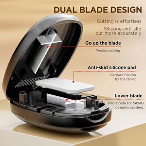 Divisore di pillole piccolo 1/2 1/4, tagliapillole preciso per mezze pillole e quarti, custodia per vitamine e pillole minuscole - Product Image 2