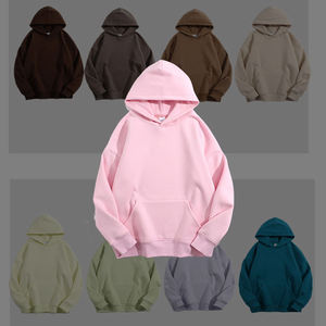 Sudadera con capucha rosa extragrande de forro polar, unisex, de manga larga, color liso, con bolsillos, para otoño, de corte holgado. - Product Image 5