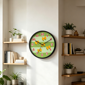 Reloj de Pared Analógico de Cuarzo Silencioso de 12 Pulgadas con Diseño de Pasta, Verde y Negro, Estilo Fresco para Decoración de Restaurantes, Cocinas y Cafeterías - Product Image 4