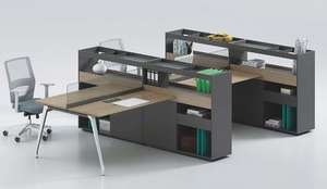 Uzun dolap açık çalışma alanı iş istasyonu ile yüksek kaliteli Modern 4 kişilik modüler ofis masası - Product Image 2