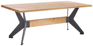 Table à manger moderne et élégante en bois d'acacia massif pour 6 personnes avec pieds en métal, pliable, pour la maison, le bureau, la cuisine, style farmhouse - Product Image 5