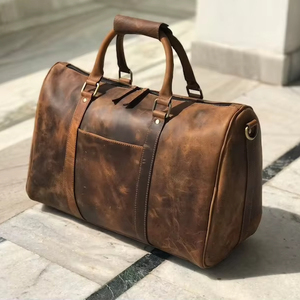 กระเป๋าเดินทางหนังแท้ Workshop Direct รุ่น Retro Duffle Weekender ขนาด 36-55 ลิตร ปิดซิป  กระเป๋าถือขึ้นเครื่องบิน ทนทาน รุ่น LDB-0221 - Product Image 1