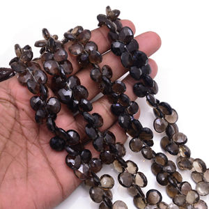 Cuentas de piedras preciosas de cuarzo ahumado Natural, cristal de cuarzo, 8 pulgadas, elegante soporte en forma de corazón facetado para hacer pulseras de joyería, anillos - Product Image 3