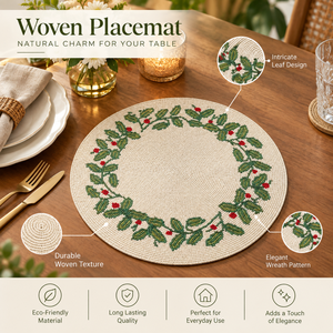 Set de table rond tissé botanique |   Set de Napperons à Motif Feuille Naturelle pour Table de Salle à Manger et Cuisine – Décoration Quotidienne Élégante pour la Maison - Product Image 4