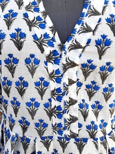 ชุดเดรสพิมพ์ลายด้วยมือแบบอินเดีย เสื้อคลุมอินเดีย ผ้าฝ้าย ชุดยาว คอวี แขนยาว ลายดอกไม้ ชุดลำลองทรงแม็กซี่สำหรับผู้หญิง - Product Image 2