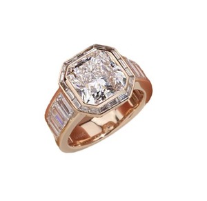 Anillo Solitario de Diamante Cultivado en Laboratorio con Corte Asscher de 3 Quilates, Oro Rosa de 18K, Engaste de Bisel Grueso, Certificado IGI, Anillo de Compromiso y Boda de 5mm - Product Image 2