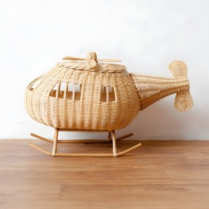 Jouet pour enfants fabriqué à la main, petit avion en rotin pour bébés, design mignon, avions et hélicoptères tressés - Product Image 3