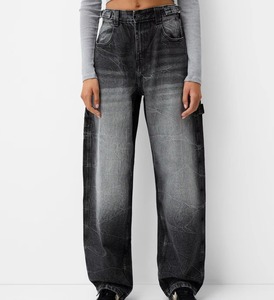 Prix de gros : Jeans en coton pour femmes, style Boyfriend à jambe large et coupe droite taille mi-haute, en denim, pour femmes, faible MOQ - Product Image 3
