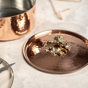 Olla de Cobre Redonda con Tapa, Asa de Aleación de Zinc, Utensilios de Cocina Metálicos Duraderos, Diseño Vintage - Product Image 4