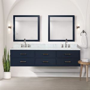 สีน้ำเงิน 80 นิ้ว กว้าง 22 นิ้ว ตู้ห้องน้ำแบบสองอ่างล้างหน้า รุ่น D Double Bath Vanity - Product Image 2