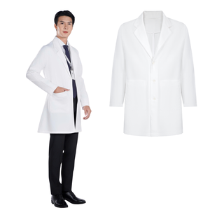 Blouse de laboratoire blanche haut de gamme en tissu tissé Spandex/Coton, uniforme d'hôpital pour médecins, infirmières et professionnels de santé, logo personnalisé, fabrication OEM - Product Image 1