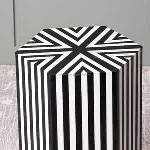 Tabouret d'appoint de lit en incrustation d'os Meilleur design Tabouret à rayures en incrustation d'os noir Console de l'Inde pour meubles de salon - Product Image 2