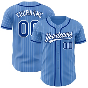 Venta al por Mayor del Jersey de Béisbol Auténtico OMMIZ INDUSTRY Personalizado en Azul Polvo con Rayas Blancas - Product Image 1