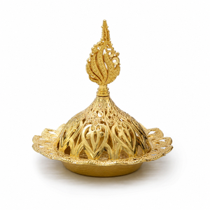 Quemador de incienso Bakhoor de latón macizo, quemador de incienso árabe Oud, soporte decorativo para incienso, decoración aromática para el hogar y el hotel, regalo para Ramadán y Eid - Product Image 1