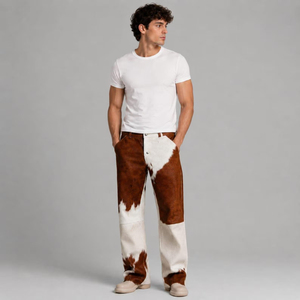 Pantalon de motard en cuir de vache véritable noir, vêtements de moto haut de gamme, vente en gros de pantalons pour hommes - Product Image 3