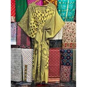 Ethinic Craft Hub - Kaftán de Seda de Lujo con Diseño Floral para Mujer, Elegante Traje de Baño para el Verano, Estilo Indio - Product Image 4