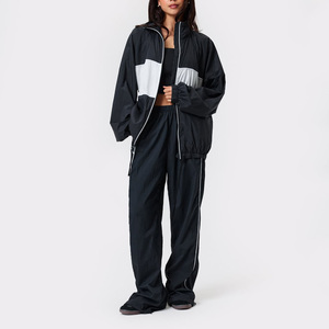 2026 Women's Fashion 100% Nylon Woven Colorblock Track Suit Breathable Oversized Fit 2-Piece Sports Suit Lightweight Tracksuits - Product Image 6