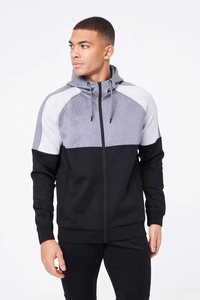 Ensemble de survêtement sportif pour homme, sweat-shirt à capuche 2 en 1 à séchage rapide, manches longues, fermeture éclair sur le devant, polyester et coton légers pour l'automne - Product Image 5
