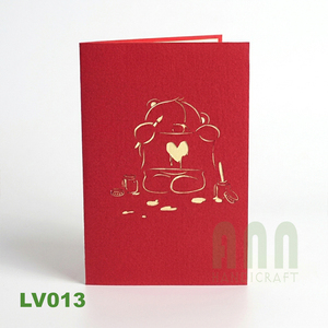 Carte d'invitation de mariage 3D pop-up personnalisée avec ours imprimé, enveloppe découpée à la main en papier, par ANN HANDICRAFT pour mariage - Product Image 2